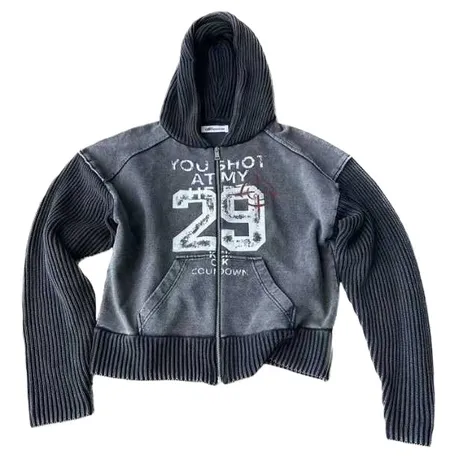 KLICK CLAK Washed Bullseye Zip-Up Hoodie