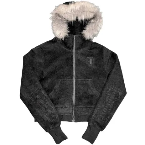 noEmosen Black Fleece Fur Jacket