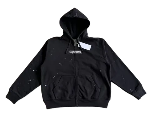 Supreme MM6 Box Logo Zip-Up Hoodie Black