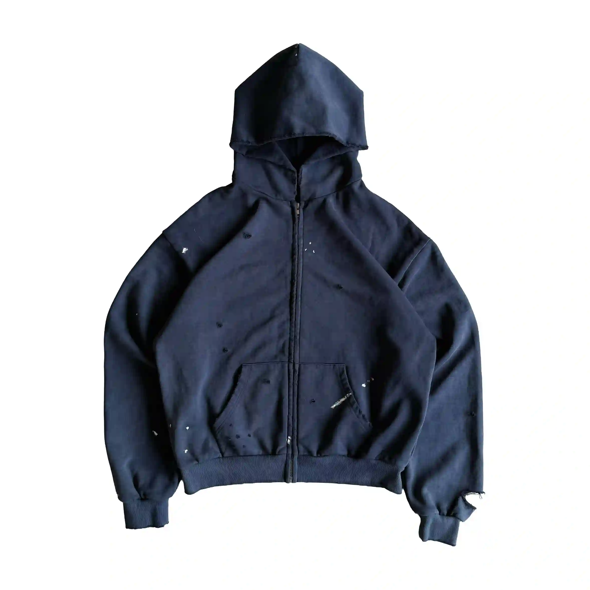 SOLVA Atelier Destroy Washed Zip-Up Hoodie Navy